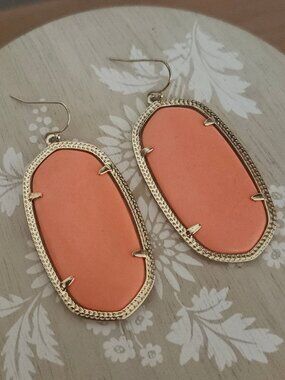 Kendra Scott Coral Orange Danielle Gold Earrings